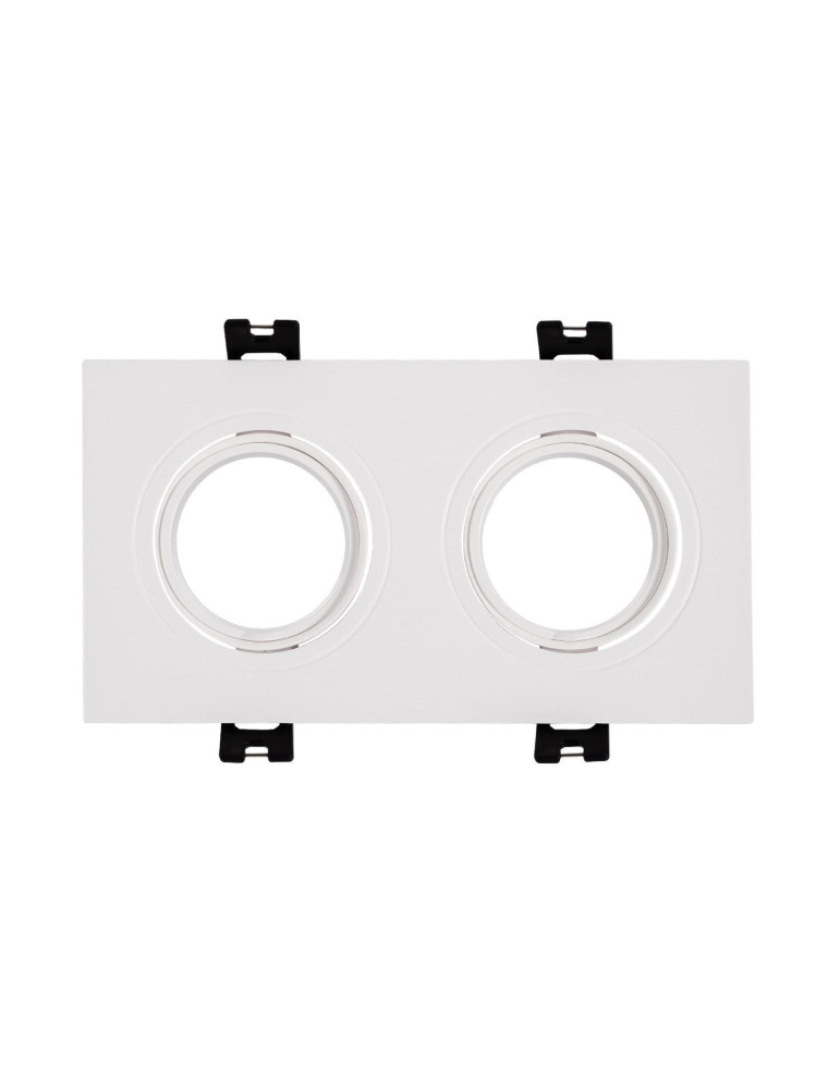 Collerette Downlight Carrée Orientable pour 2 Ampoules LED GU10/GU5.3 Coupe 75x150mm