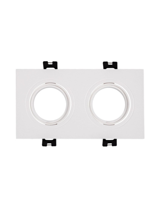 Collerette Downlight Carrée Orientable pour 2 Ampoules LED GU10/GU5.3 Coupe 75x150mm