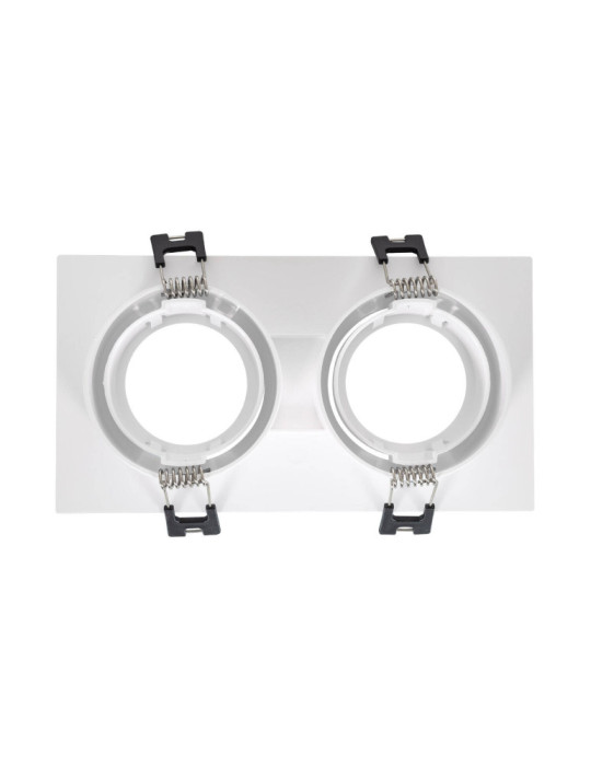 Collerette Downlight Carrée Orientable pour 2 Ampoules LED GU10/GU5.3 Coupe 75x150mm