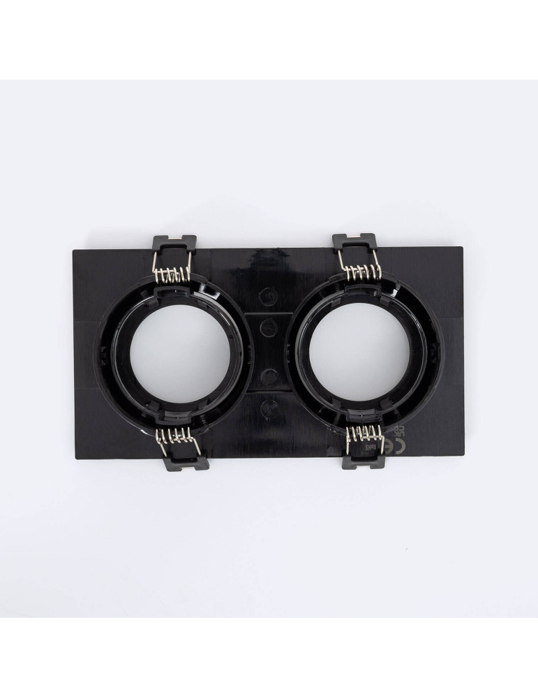 Collerette Downlight Carrée Orientable pour 2 Ampoules LED GU10/GU5.3 Coupe 75x150mm