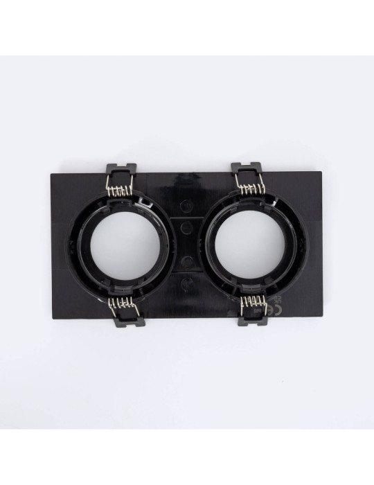 Collerette Downlight Carrée Orientable pour 2 Ampoules LED GU10/GU5.3 Coupe 75x150mm