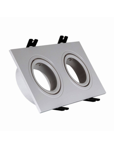 Collerette Downlight Carrée Orientable pour 2 Ampoules LED GU10/GU5.3 Coupe 75x150mm