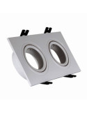 Collerette Downlight Carrée Orientable pour 2 Ampoules LED GU10/GU5.3 Coupe 75x150mm