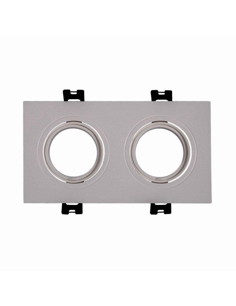 Collerette Downlight Carrée Orientable pour 2 Ampoules LED GU10/GU5.3 Coupe 75x150mm