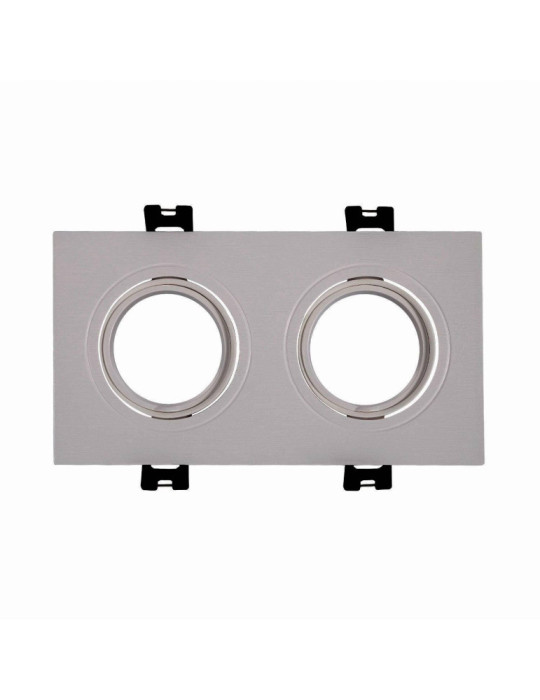 Collerette Downlight Carrée Orientable pour 2 Ampoules LED GU10/GU5.3 Coupe 75x150mm