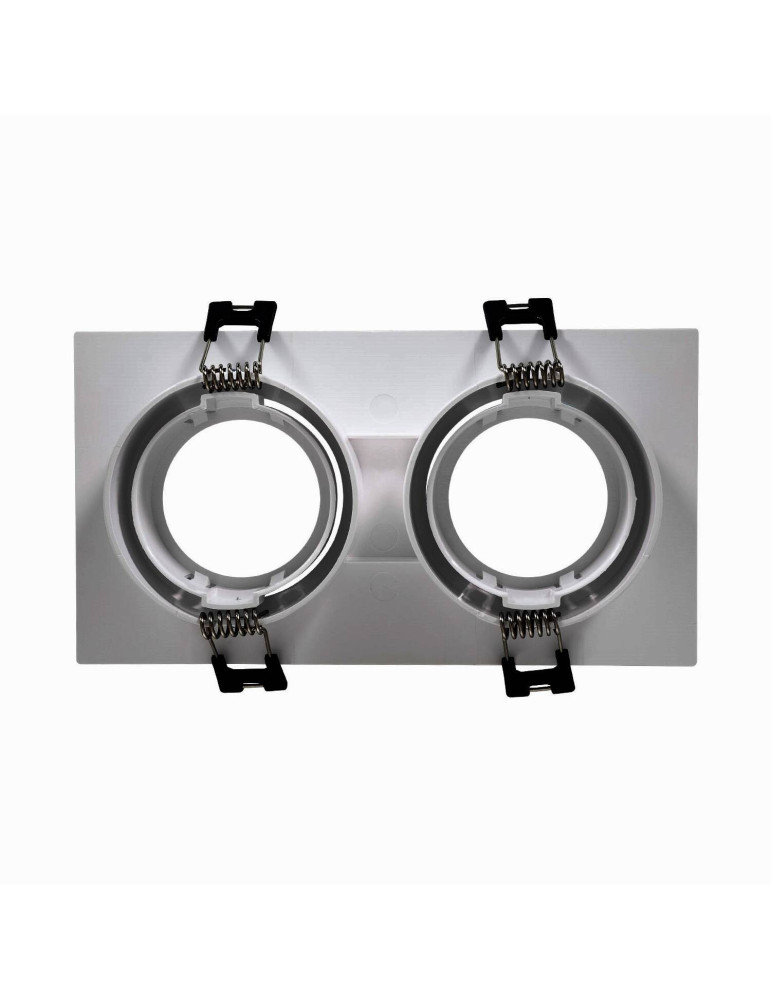 Collerette Downlight Carrée Orientable pour 2 Ampoules LED GU10/GU5.3 Coupe 75x150mm