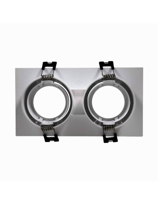 Collerette Downlight Carrée Orientable pour 2 Ampoules LED GU10/GU5.3 Coupe 75x150mm