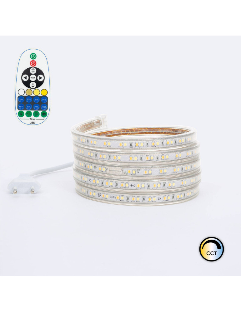 Ruban LED CCT 220V AC 120 LED/m IP65 Largeur 14mm Coupe tous les 100cm sur Mesure