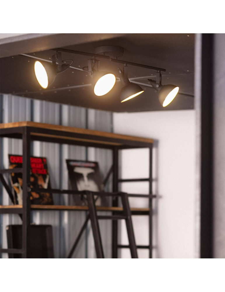 Plafonnier Orientable Aluminium Emer 4 Spots Noir