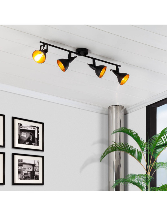 Plafonnier Orientable Aluminium Emer 4 Spots Noir