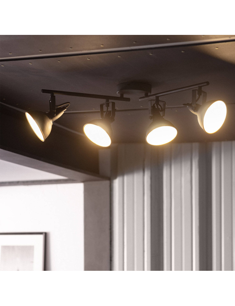 Plafonnier Orientable Aluminium Emer 4 Spots Noir