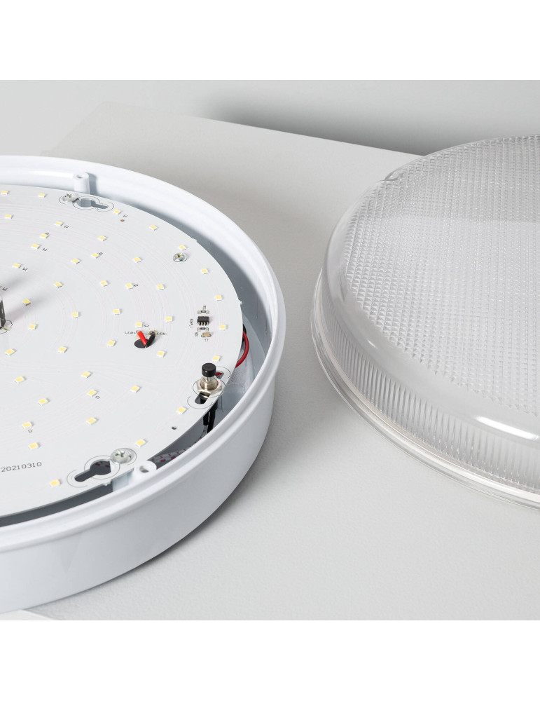 Plafonnier LED Extérieur Rond 24W Hublot IP65 Ø285 mm avec Éclairage de Sécurité Non Permanent