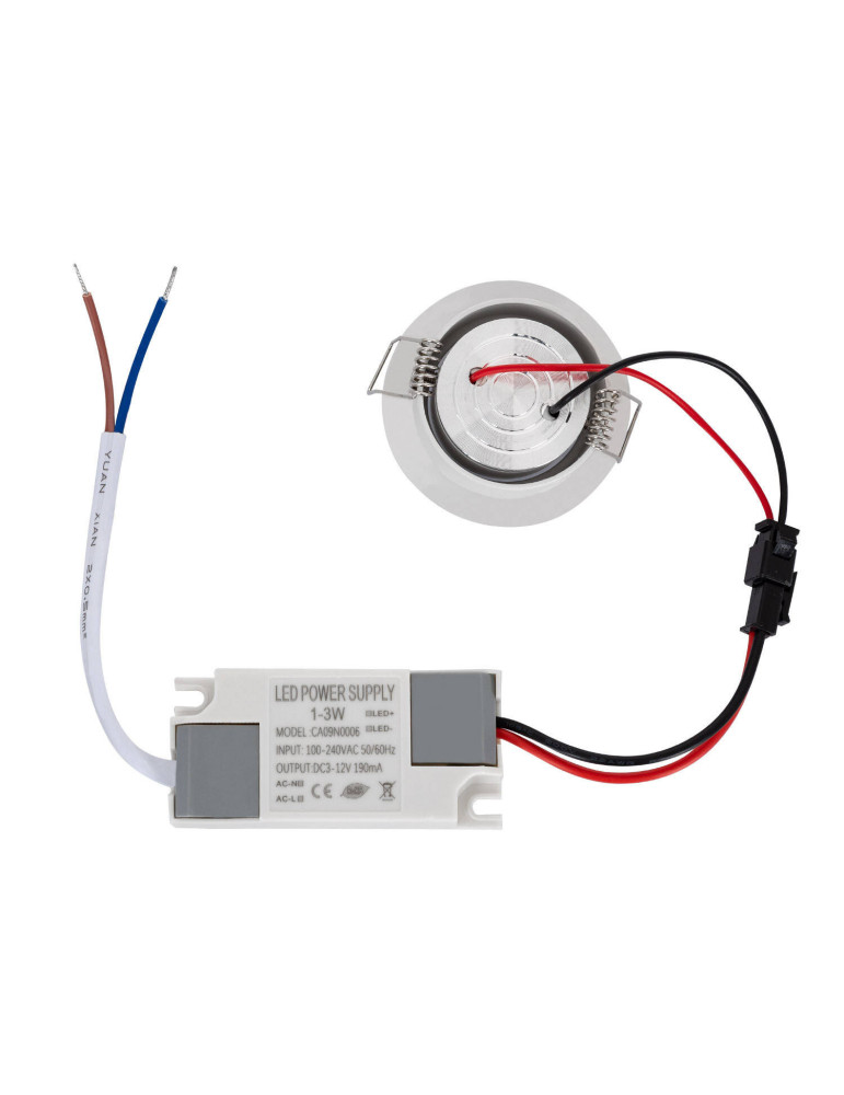 Spot LED Downlight COB Orientable Rond Blanc Coupe Ø 44mm