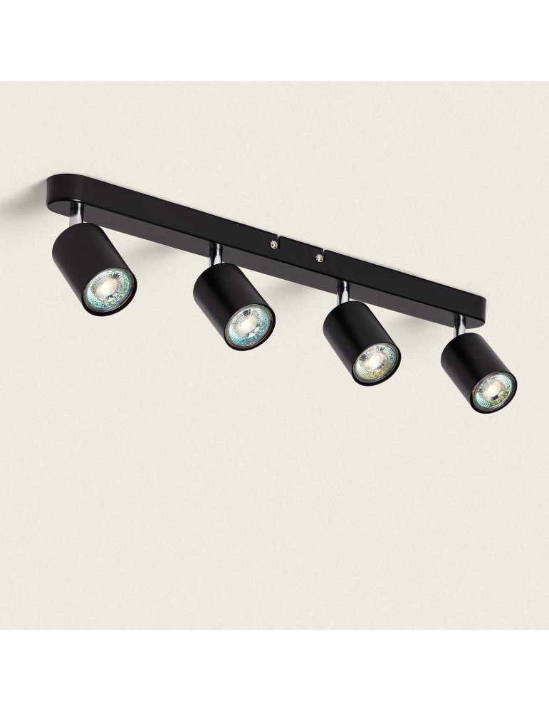 Plafonnier Orientable Métal 4 Spots Albus Black Large