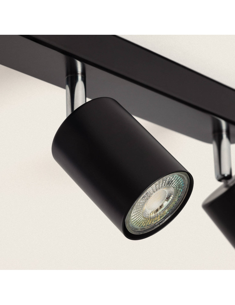 Plafonnier Orientable Métal 4 Spots Albus Black Large