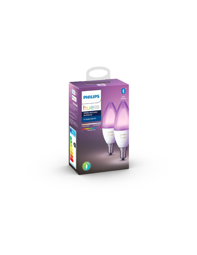 Pack Ampoules LED Intelligentes E14 2x4W 470 lm PHILIPS Hue White