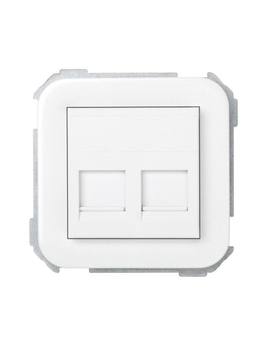 Plaque Prise Double RJ11/RJ45 SIMON 31 31089