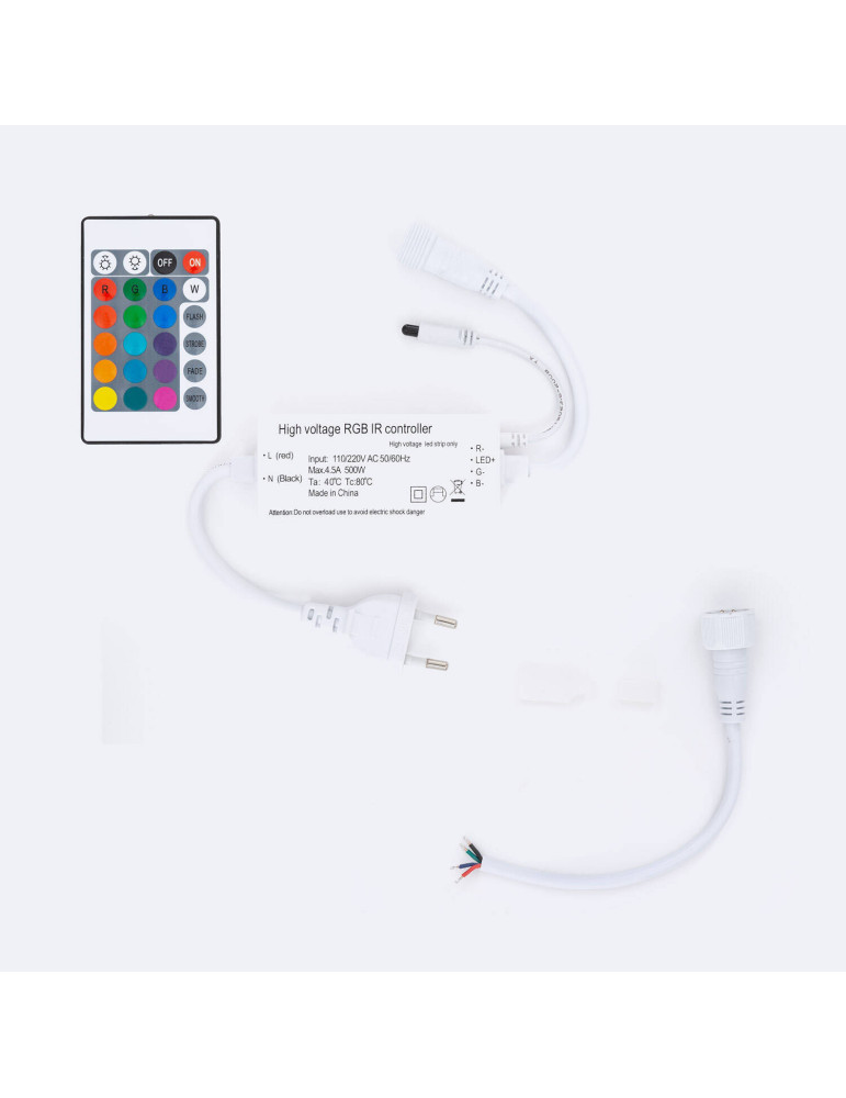 Contrôleur pour Ruban LED RGB 220V AC 192 LED/m Largeur 12 mm Coupe Soudable 10 cm Contrôleur pour Ruban LED RGB 220V AC 192 LED/m Largeur 12 mm Coupe Soudable 10 cm