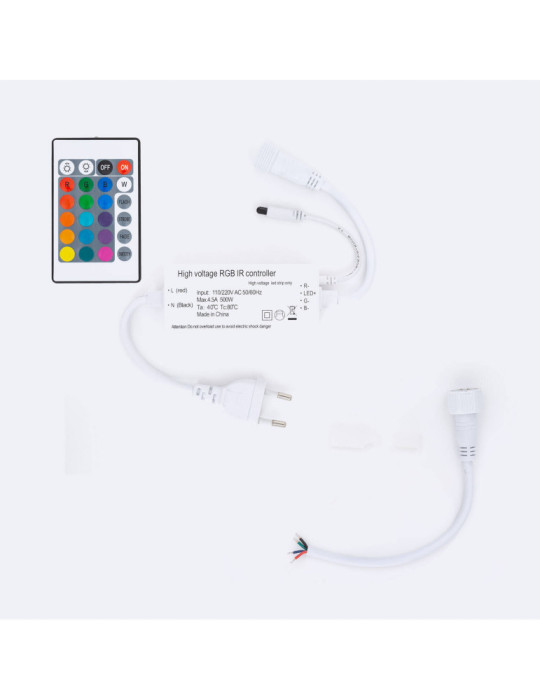 Contrôleur pour Ruban LED RGB 220V AC 192 LED/m Largeur 12 mm Coupe Soudable 10 cm Contrôleur pour Ruban LED RGB 220V AC 192 LED/m Largeur 12 mm Coupe Soudable 10 cm