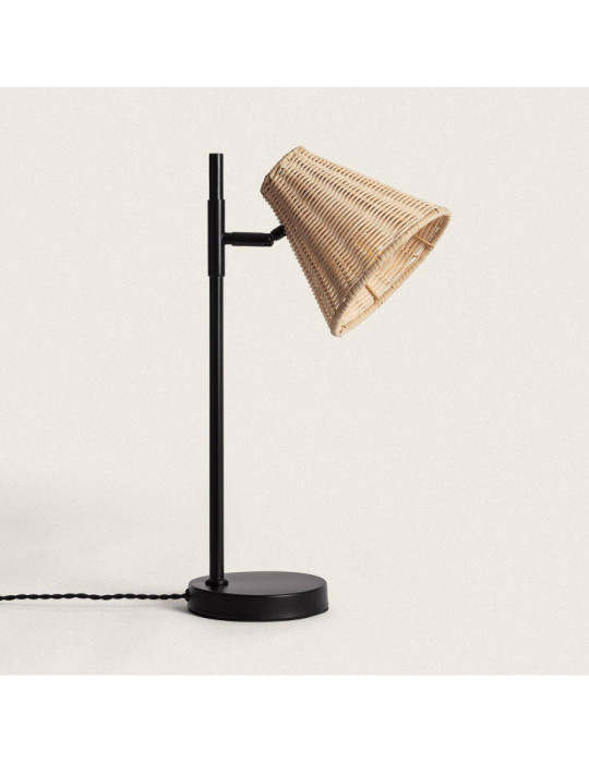 Lampe à Poser Métal et Rotin Cesto