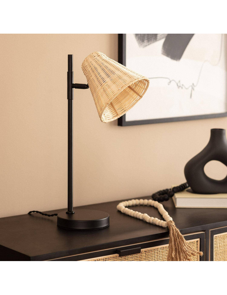 Lampe à Poser Métal et Rotin Cesto