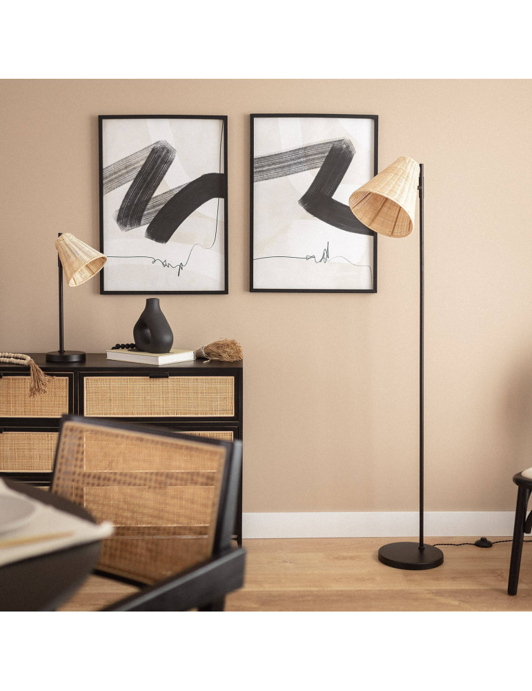 Lampe à Poser Métal et Rotin Cesto