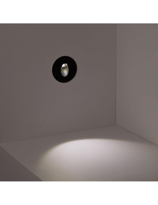 Balise LED Encastrable au Mur Ronde Adam Noire