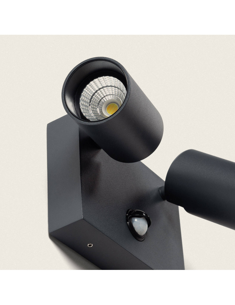 Applique Murale Extérieure LED 18W Aluminium CCT Sélectionnable Deux Spots avec Détecteur de Mouvement Kuriya