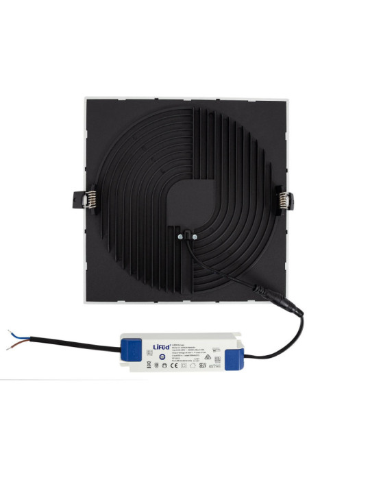 Dalle LED 30W Carrée High Lumen LIFUD Coupe Ø 200 mm Argentée