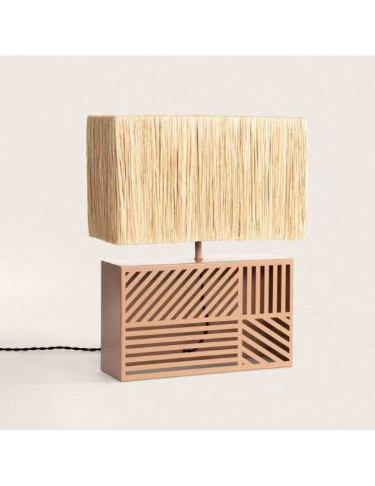 Lampe à Poser Métal et Raphia Cartago