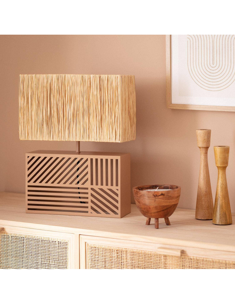 Lampe à Poser Métal et Raphia Cartago