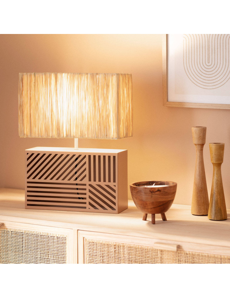 Lampe à Poser Métal et Raphia Cartago