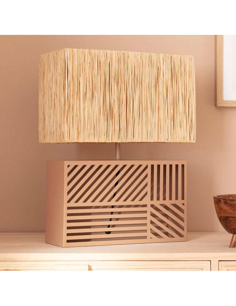 Lampe à Poser Métal et Raphia Cartago