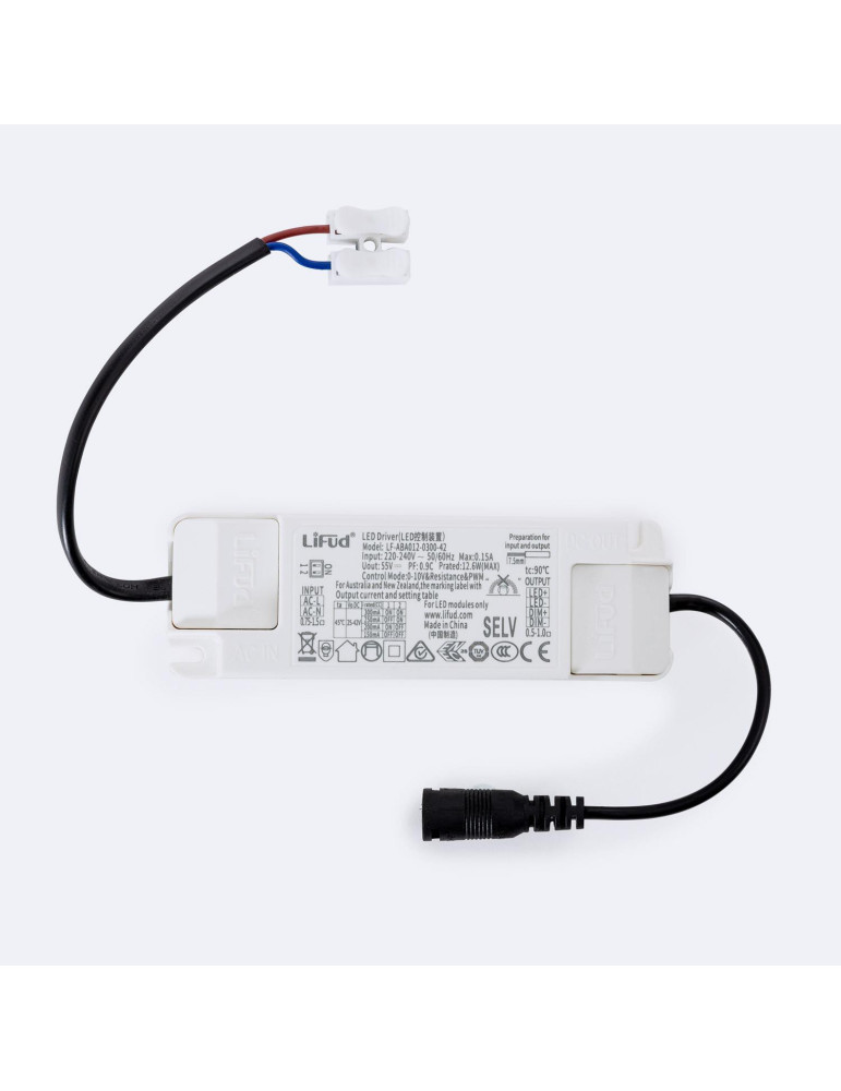 Driver LIFUD Dimmable 0-10V 220-240V No Flicker Sortie 25-42V 150-300mA 3.75-12W LF-ABA012-0300-42 Driver LIFUD Dimmable 0-10V 220-240V No Flicker Sortie 25-42V 150-300mA 3.75-12W LF-ABA012-0300-42