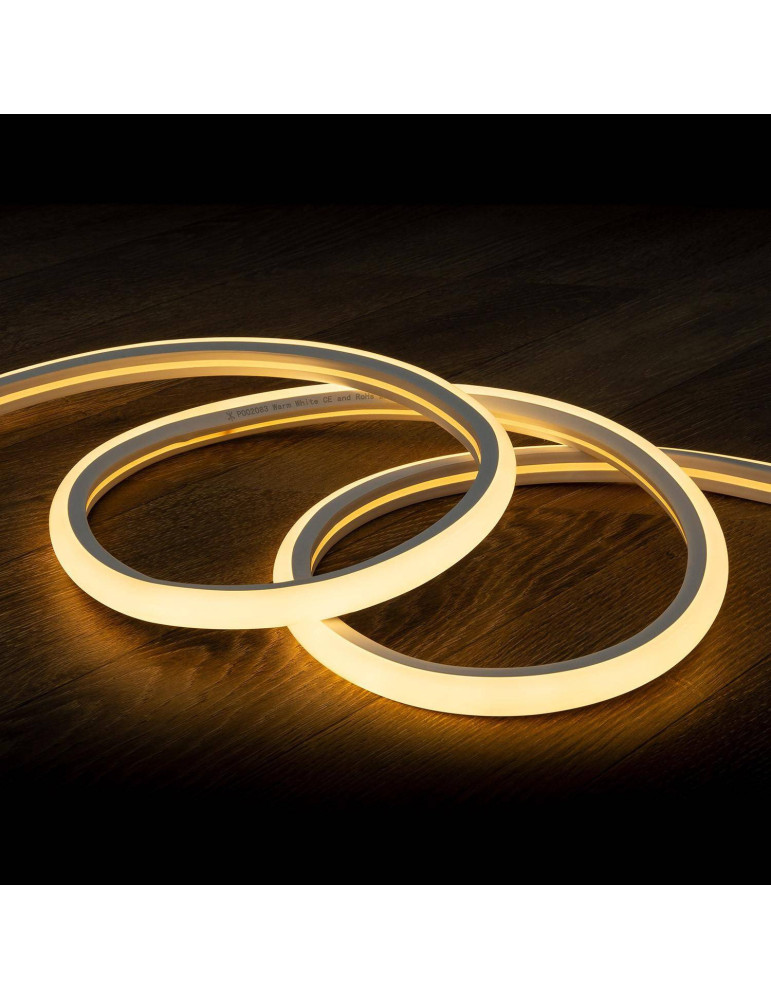 Gaine Néon LED Flexible Dimmable 7.5W/m 220V AC 120LED/m Semi-circulaire 180° Blanc Chaud IP67 sur Mesure Coupe tous les 100cm