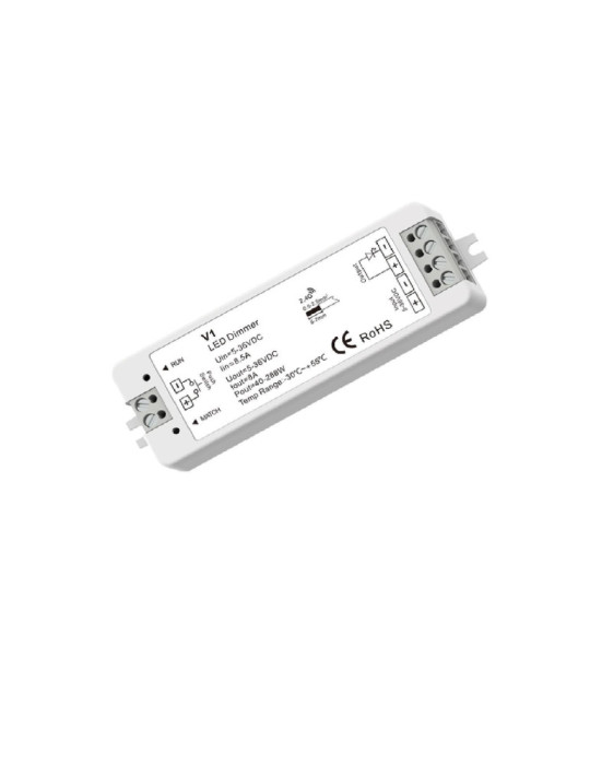 Contrôleur Variateur Ruban LED 5/12/24/36V DC Monochrome compatible avec Télécommande RF et Bouton-Poussoir