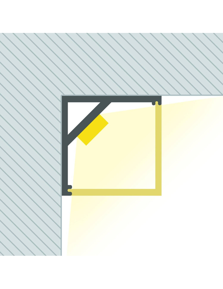 Profilé Aluminium Angle Triangulaire 2m pour Ruban LED jusqu'à 10mm