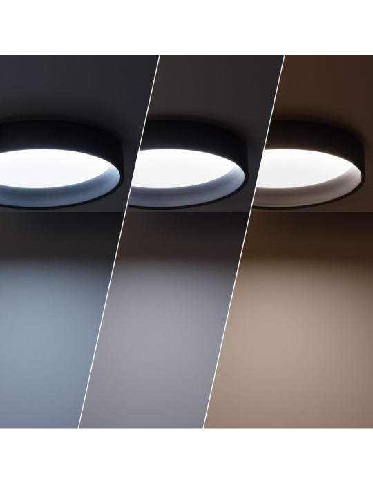 Plafonnier LED 20W Rond Ø450 mm Métal CCT Sélectionnable Noir Design