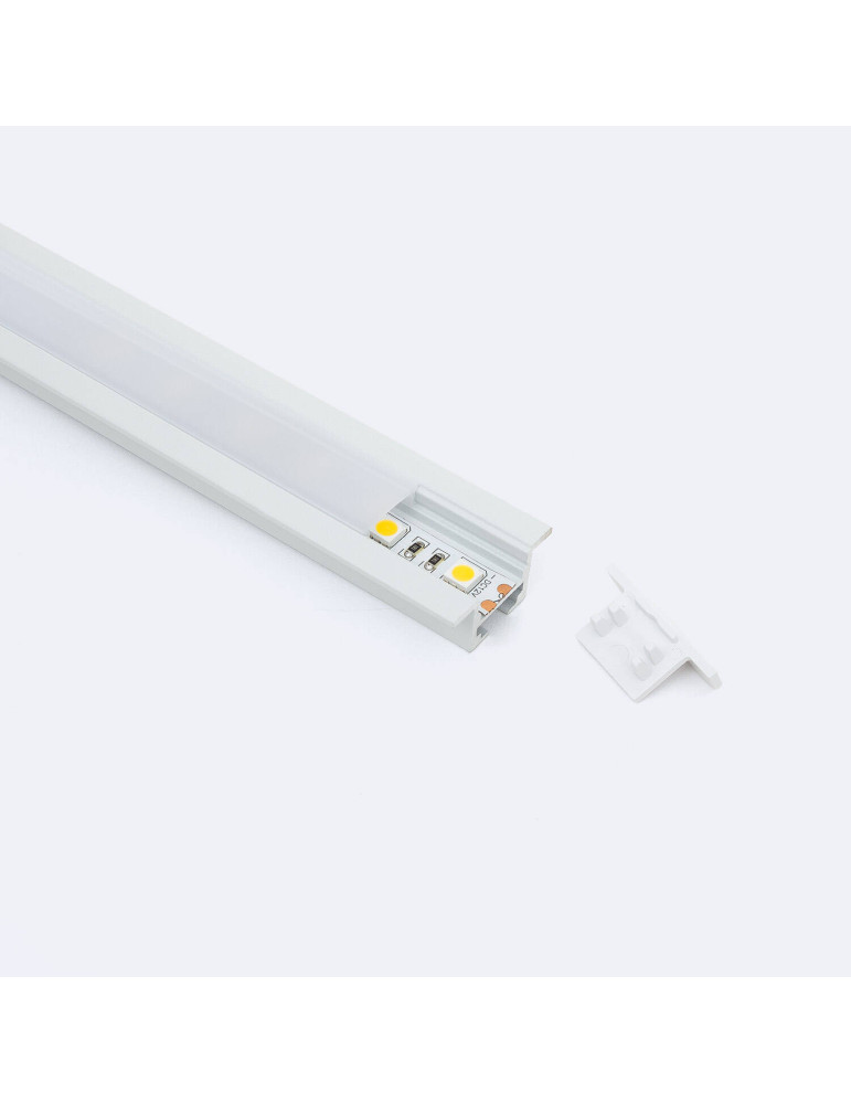 Profilé Aluminium Encastré avec Clips et Capot Continu pour Ruban LED jusqu'à 12 mm