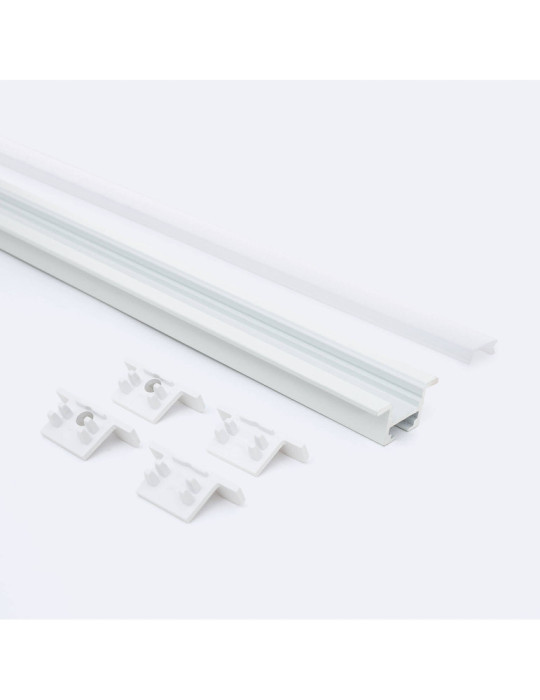 Profilé Aluminium Encastré avec Clips et Capot Continu pour Ruban LED jusqu'à 12 mm