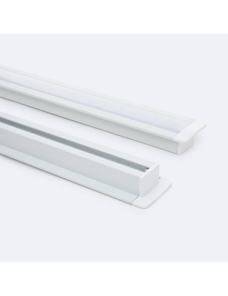 Profilé Aluminium Encastré avec Clips et Capot Continu pour Ruban LED jusqu'à 12 mm