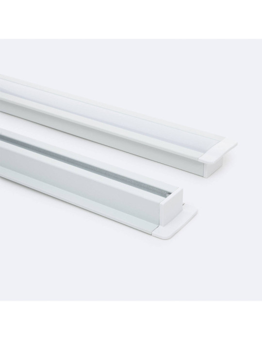 Profilé Aluminium Encastré avec Clips et Capot Continu pour Ruban LED jusqu'à 12 mm