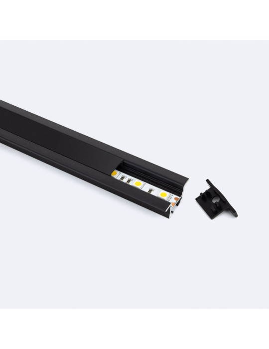 Profilé Aluminium Encastré avec Clips et Capot Continu pour Ruban LED jusqu'à 12 mm