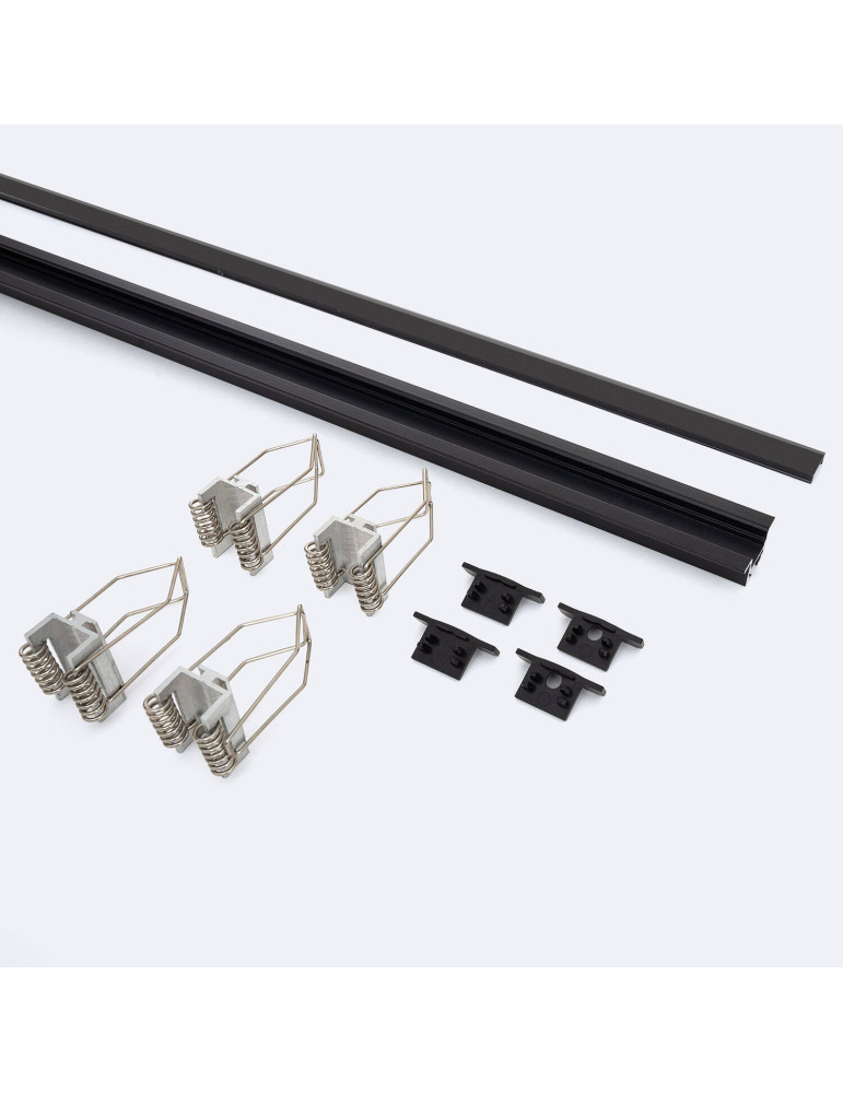 Profilé Aluminium Encastré avec Clips et Capot Continu pour Ruban LED jusqu'à 12 mm