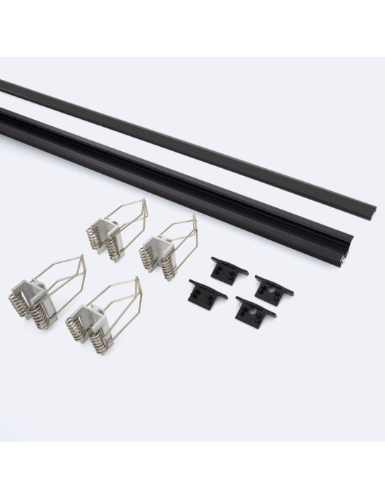 Profilé Aluminium Encastré avec Clips et Capot Continu pour Ruban LED jusqu'à 12 mm