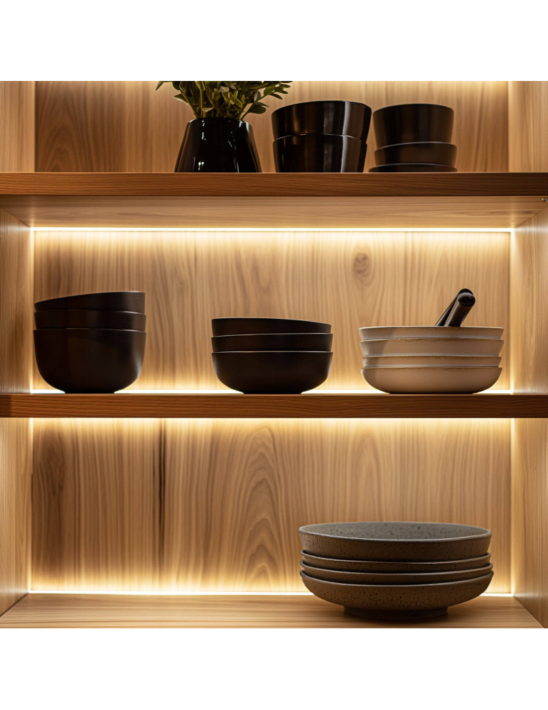 Profilé Aluminium Encastré avec Clips et Capot Continu pour Ruban LED jusqu'à 12 mm