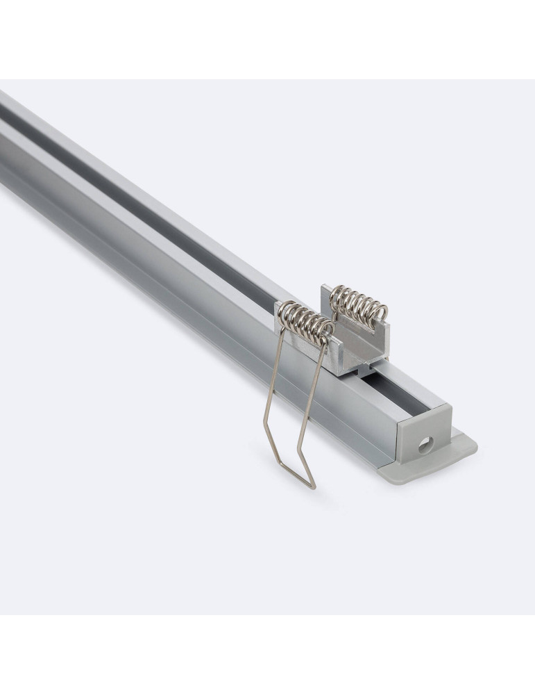 Profilé Aluminium Encastré avec Clips et Capot Continu pour Ruban LED jusqu'à 12 mm