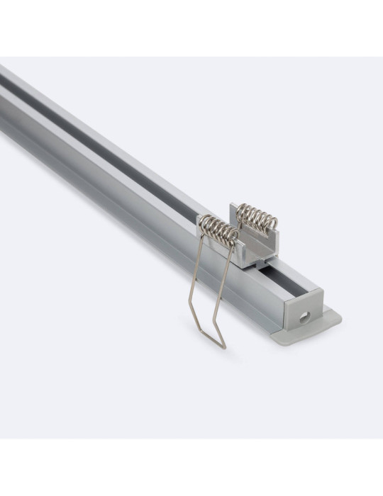 Profilé Aluminium Encastré avec Clips et Capot Continu pour Ruban LED jusqu'à 12 mm