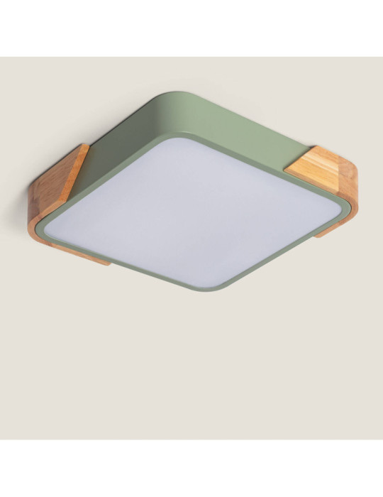 Plafonnier LED 18W Carré Bois 325x325 mm CCT Sélectionnable Semi-Dari