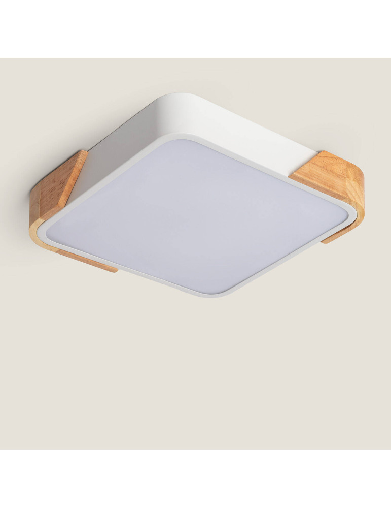 Plafonnier LED 18W Carré Bois 325x325 mm CCT Sélectionnable Semi-Dari